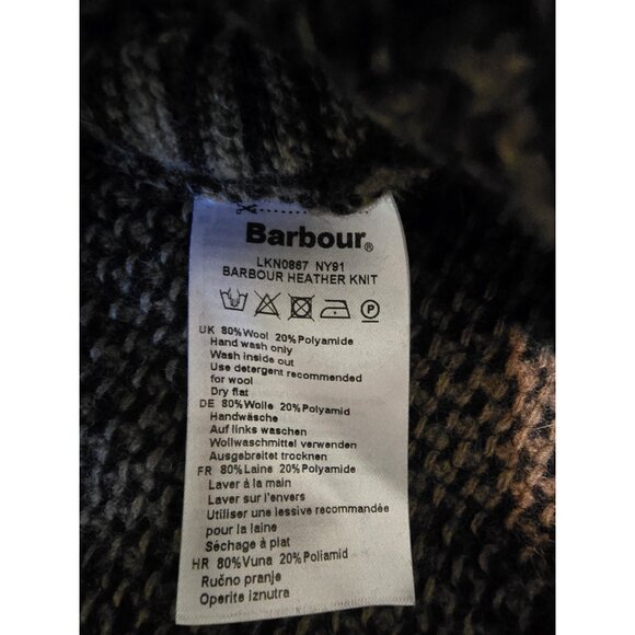 Barbour Heather Knit Jumper Colorblock Tan Blue Wool Blend Side Buttons US 10 - Picture 9 of 12